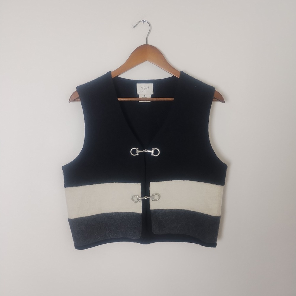 Vision Apparel Vintage Wool Vest Womens' 8 Horsebit Closure Equestrian Western